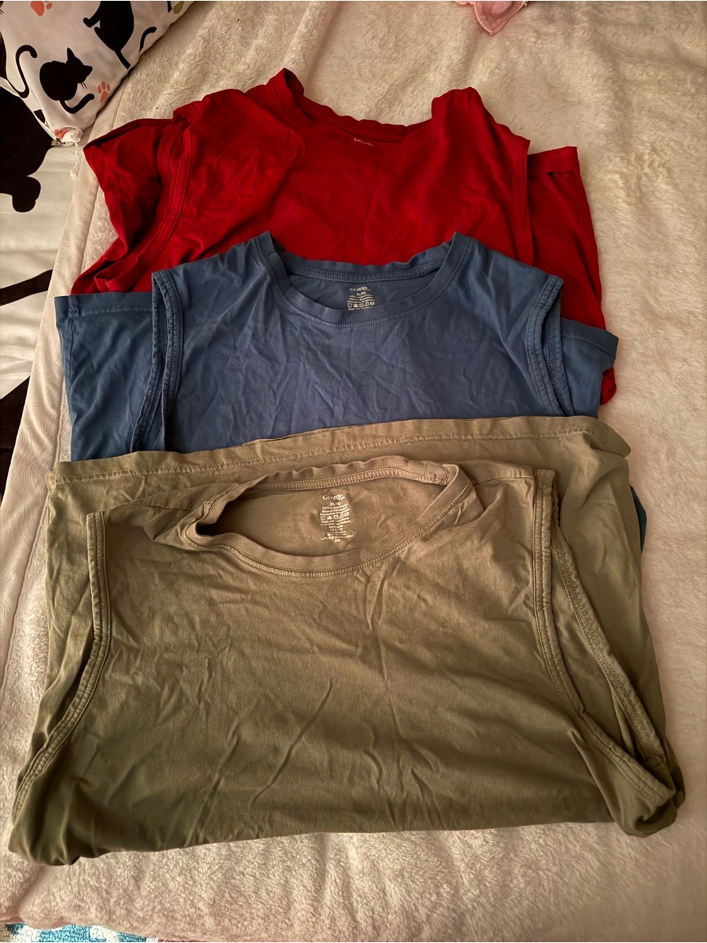 Men's Crew Neck Tank Top— Red, Blue, Olive 3 pack
